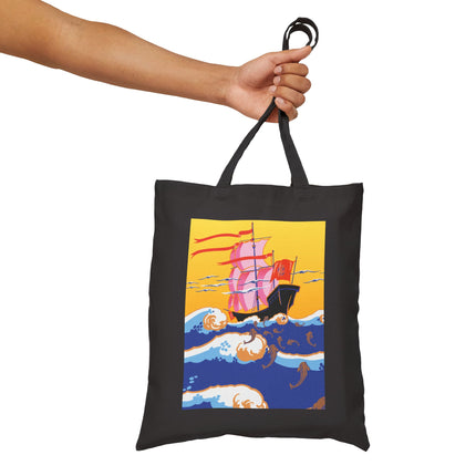 Golden Seas and Whimsical Dreams Cotton Canvas Tote Bag