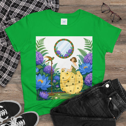 🦜🪷 The Parrot Garden Reflection Cotton Tee – Art Deco Fashion Whimsy