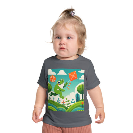 Young Frog’s Kite Adventure Baby T-Shirt – A Sky Full of Play