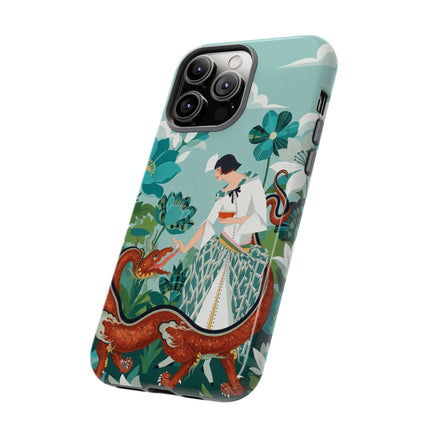 🐉🌿 The Dragon Keeper Phone Case – Art Deco Floral Fantasy
