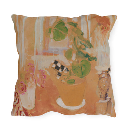 Still Life with Bronze Head by Oskar Moll Outdoor Pillows