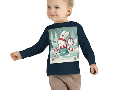 Candy Cane Timekeeper Bunny Toddler Long Sleeve Tee