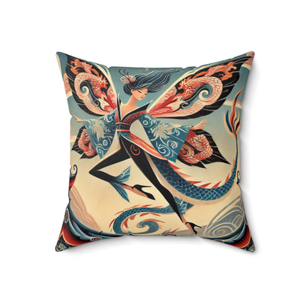 Dragon Fairy of the Temple Spun Polyester Square Pillow