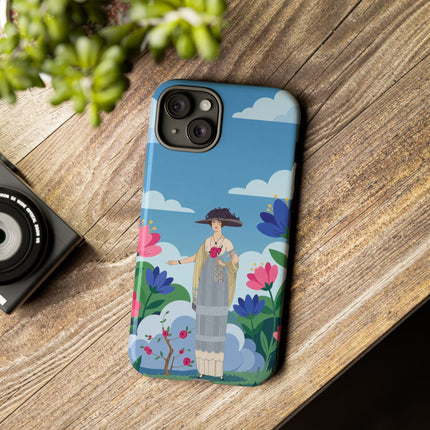 🌸🎩 The Lady Of The Grand Flower Garden Phone Case – Art Deco Fashion Illustration