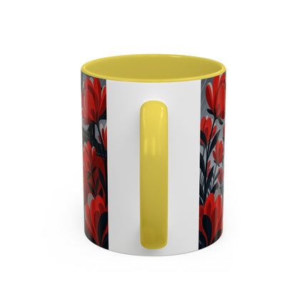 ☔🌹 The Scarlet Rainstorm Promenade Colorful Mug – Art Deco Motoring Elegance