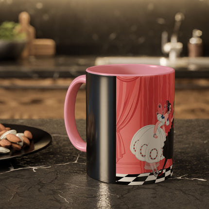 The Ladies Behind The Velvet Curtain Colorful Mugs – Art Deco Theatrical Elegance