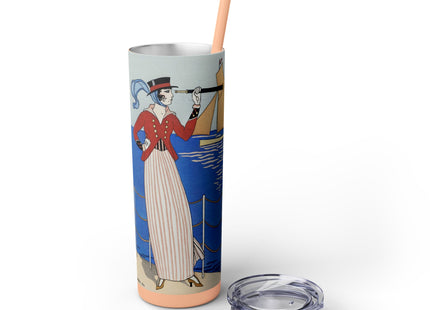 Costume de Yacht by George Barbier Skinny Tumbler with Straw, 20oz