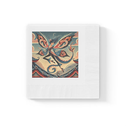 Dragon Fairy of the Temple White Coined Napkins