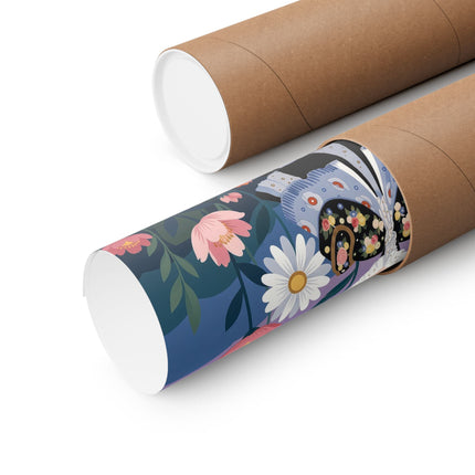 🌸👑 The Lady Of The Grand Flower Promenade Matte Vertical Poster – Art Deco Floral Elegance