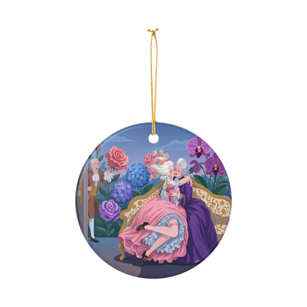 🌹💜 The Secret Embrace Ceramic Ornament – Art Deco Floral Romance