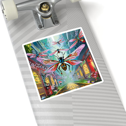 Neon Swarm Kiss-Cut Stickers (4 Sizes)