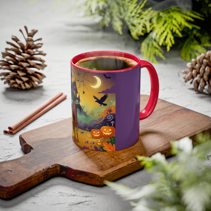 🌙🎃 The Scarecrow Of Haunted Hollow Colorful Mug – Whimsical Halloween Mystery
