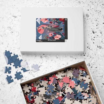 🌸🖤 The Striped Orchid Promenade Puzzle – Art Deco Floral Fashion