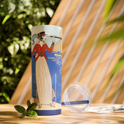 Costume de Yacht by George Barbier Skinny Tumbler with Straw, 20oz