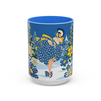 💙🌼 The Bluebell Christmas Promenade Colorful Mug – Art Deco Holiday Fantasy