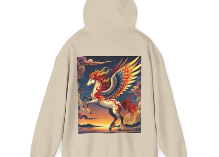 Flame-Winged Horse at Sunset – Heavy Blend™ Hooded Sweatshirt