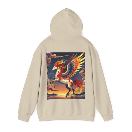 Flame-Winged Horse at Sunset – Heavy Blend™ Hooded Sweatshirt