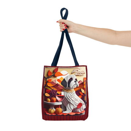 Shih Tzu at an Autumn Wine Tasting Tote Bag (AOP)