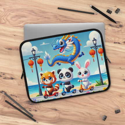Seaside Scooter Friends Laptop Sleeve – Coastal Fun & Playful Adventure