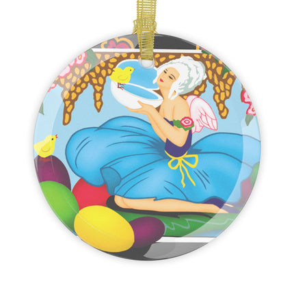 Blooms and Chicks Glass Ornament
