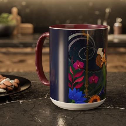 The Lady Of The Starlit Candles Colorful Mugs – Art Deco Theatrical Romance