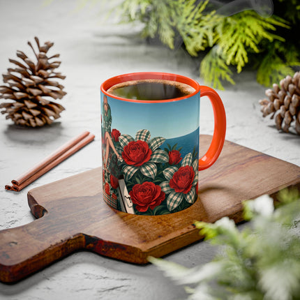 ⛵🌹 The Seaside Rose Traveler Colorful Mug – Art Deco Floral Elegance
