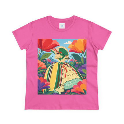 🌺🎀 The Girl In The Striped Garden Cotton Tee – Art Deco Floral Fashion