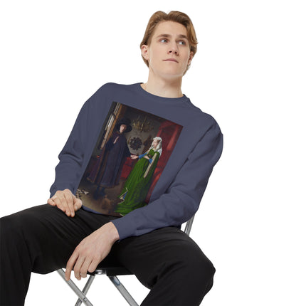 Arnolfini Portrait by Jan Van Eyck Unisex Garment-Dyed Sweatshirt
