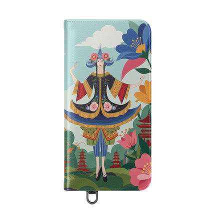 🌸🏯 The Lady Of The Pagoda Garden Flip Case – Art Deco Floral Fantasy