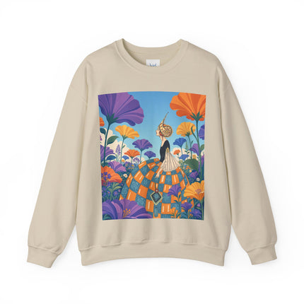 🌺🧡 The Lady Of The Golden Garden Crewneck Sweatshirt – Art Deco Fashion Fantasy