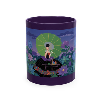 🧶☂️ The Lady Of The Garden Knitting Circle Ceramic Mug – Art Deco Floral Whimsy