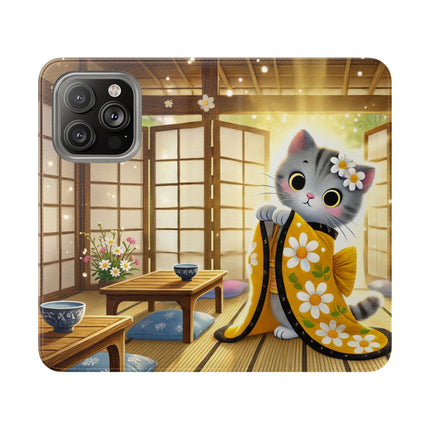 🐱🍵 Playful Kitten in the Tea Room Flip Case – Curious Charm & Cozy Whimsy