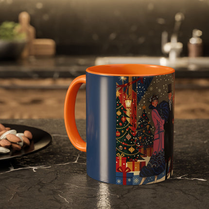 🎩🎄 Christmas Eve Promenade Colorful Mug – Art Deco Holiday Elegance