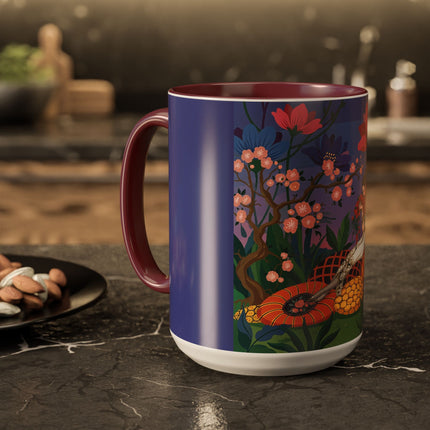 The Garden Of Quiet Reverie Colorful Mugs – Art Deco Botanical Serenity