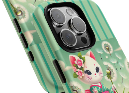 Geisha Kitten and the Dandelion Phone Cases