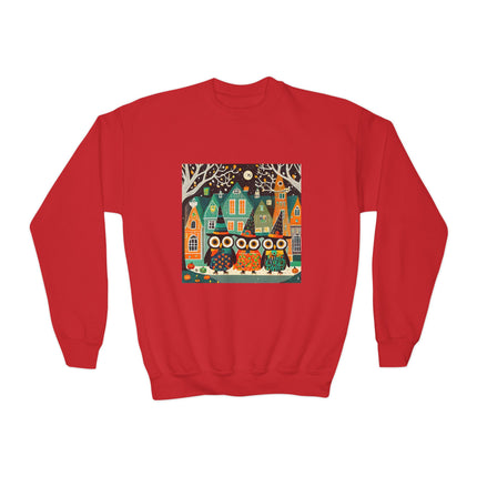 Night of the Trick-or-Treating Owlets Youth Crewneck Sweatshirt