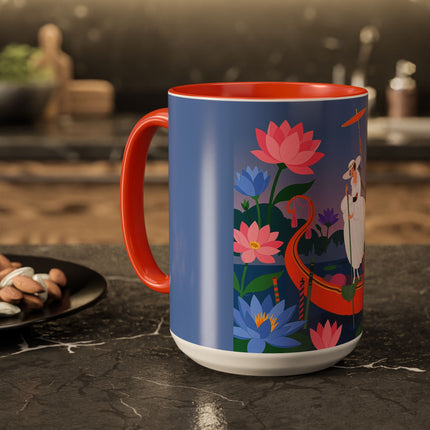The Lady Of The Lotus Voyage Colorful Mugs – Art Deco Botanical Elegance