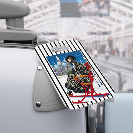 Elegant Winter Woman in Sleigh Luggage Tags