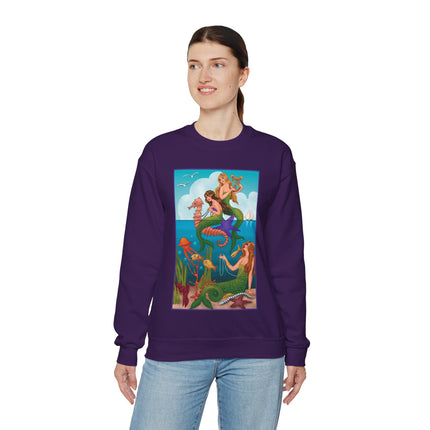 Three Mermaids with Strings of Pearls by Carlo Chiostri Heavy Blend™ Crewneck Sweatshirt