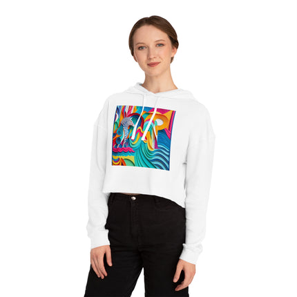 Surfing Zebra Women’s Cropped Hooded Sweatshirt