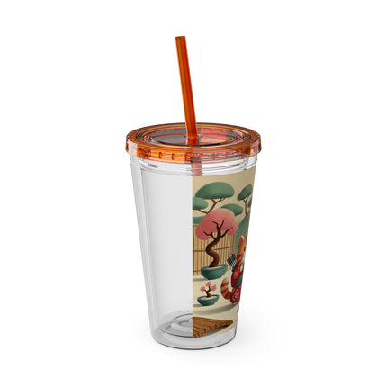 Archer Kitten in the Zen Garden Sunsplash Tumbler with Straw, 16oz