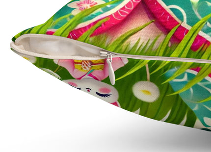 Geisha Kitten and the Dandelion Wish Spun Polyester Square Pillow