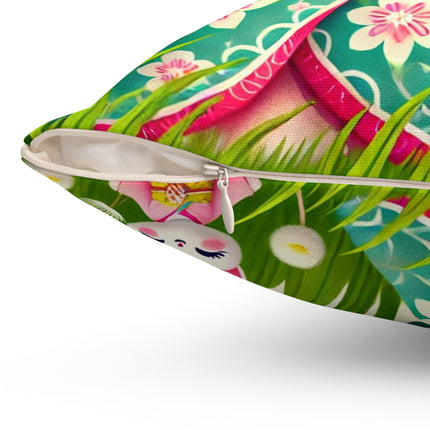 Geisha Kitten and the Dandelion Wish Spun Polyester Square Pillow