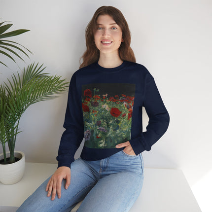 Poppies (A Study of Poppies for Carnation, Lily, Lily, Rose) by John Singer Sargent Heavy Blend™ Crewneck Sweatshirt