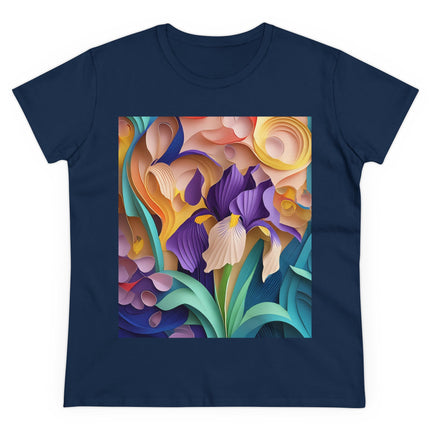 The Elegant Iris Flower Women's Midweight Cotton Tee