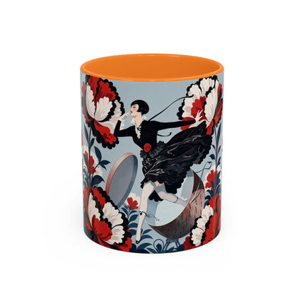 ❤️🌺 The Scarlet Blossom Dancer Colorful Mug – Art Deco Fashion Whimsy