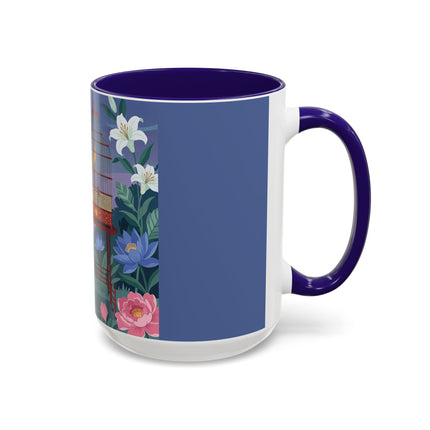 Whispers to the Golden Songbird Colorful Mugs – Art Deco Garden Elegance