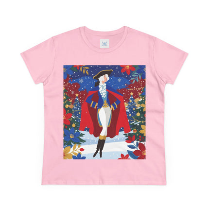 🎄🎭 The Christmas Masquerade Lady Cotton Tee – Art Deco Holiday Glamour