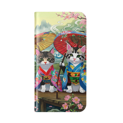 🌸🐱 Kimono Kitties Flip Case – Whimsical Elegance & Storybook Charm