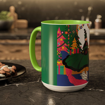 🎄🎁 The Emerald Christmas Belle Colorful Mug – Colorful Holiday Fashion Fantasy